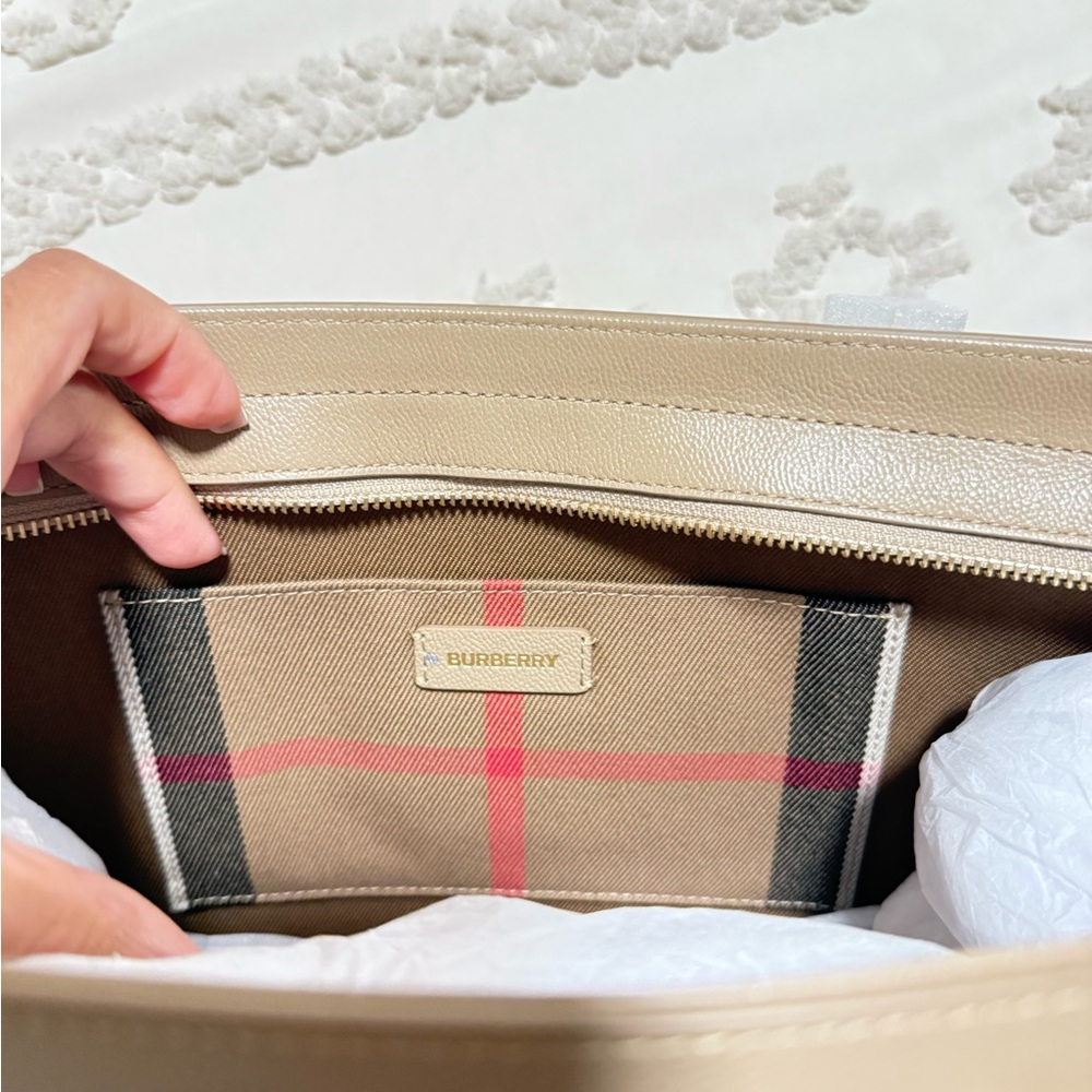 Burberry Banwell Leather & Check Canvas Satchel - Picture 4 of 5